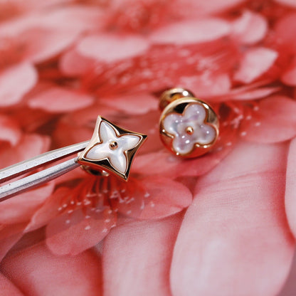 [Regal Jewels]STAR AND SUN PINK GOLD MOP STUD EARRINGS