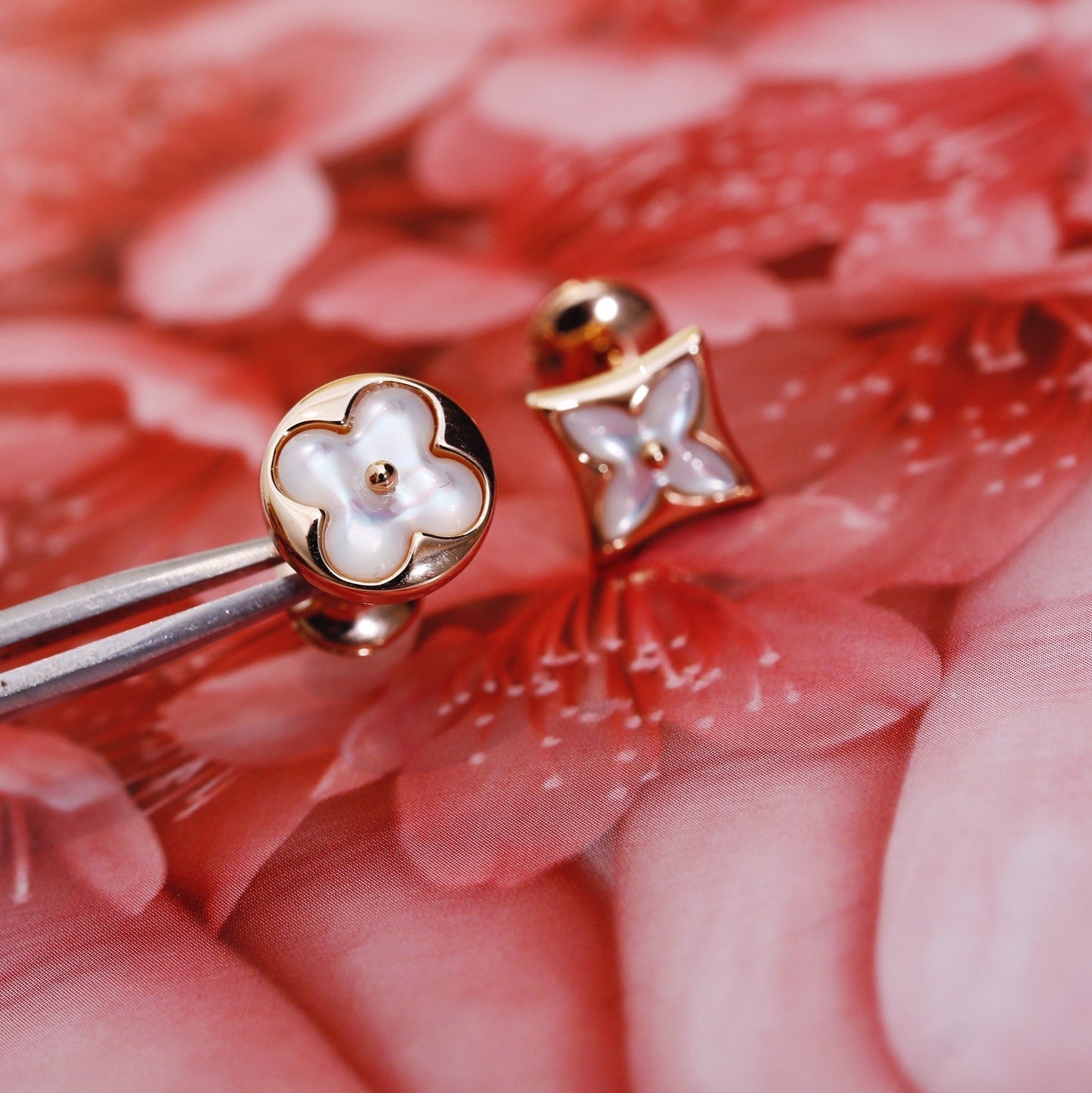 [Regal Jewels]STAR AND SUN PINK GOLD MOP STUD EARRINGS
