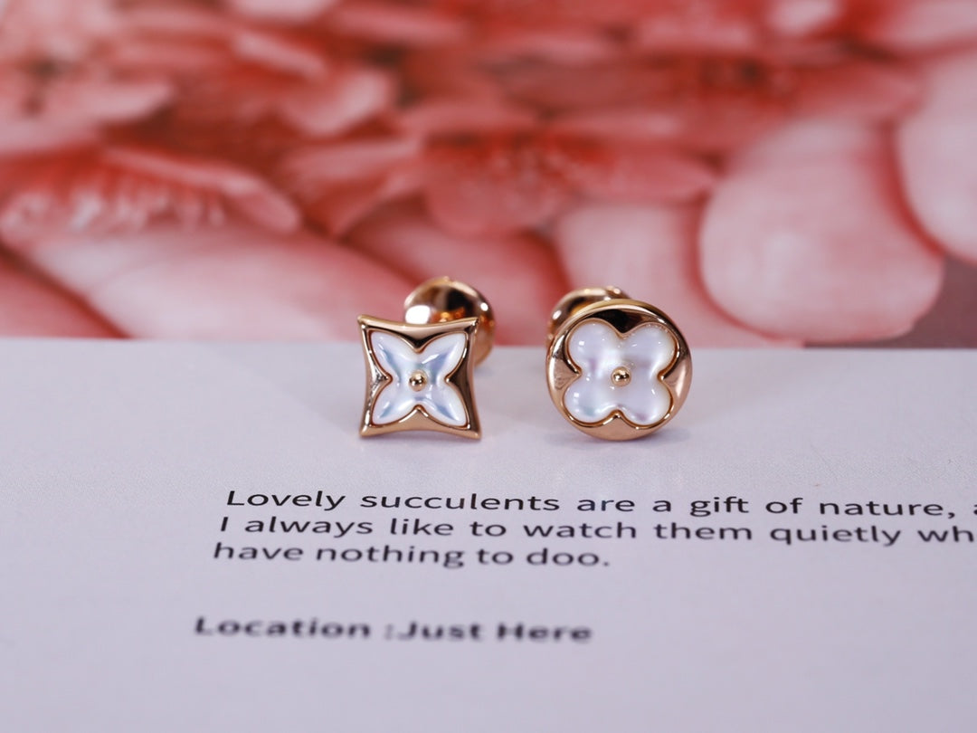 [Regal Jewels]STAR AND SUN PINK GOLD MOP STUD EARRINGS