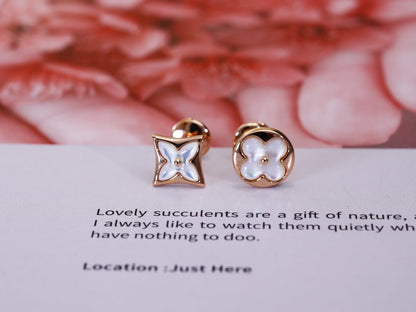 [Regal Jewels]STAR AND SUN PINK GOLD MOP STUD EARRINGS
