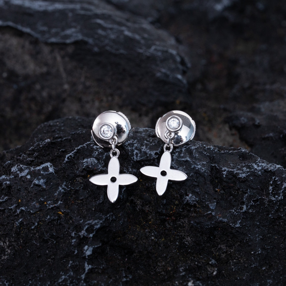 [Regal Jewels]VIDYLLE SILVER DIAMOND MINI DROP EARRINGS