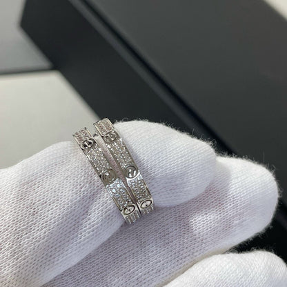 [Regal Jewels]LOVE DIAMOND SILVER HOOP EARRINGS