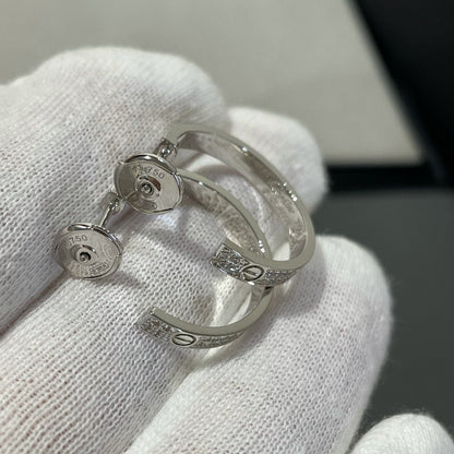 [Regal Jewels]LOVE DIAMOND SILVER HOOP EARRINGS
