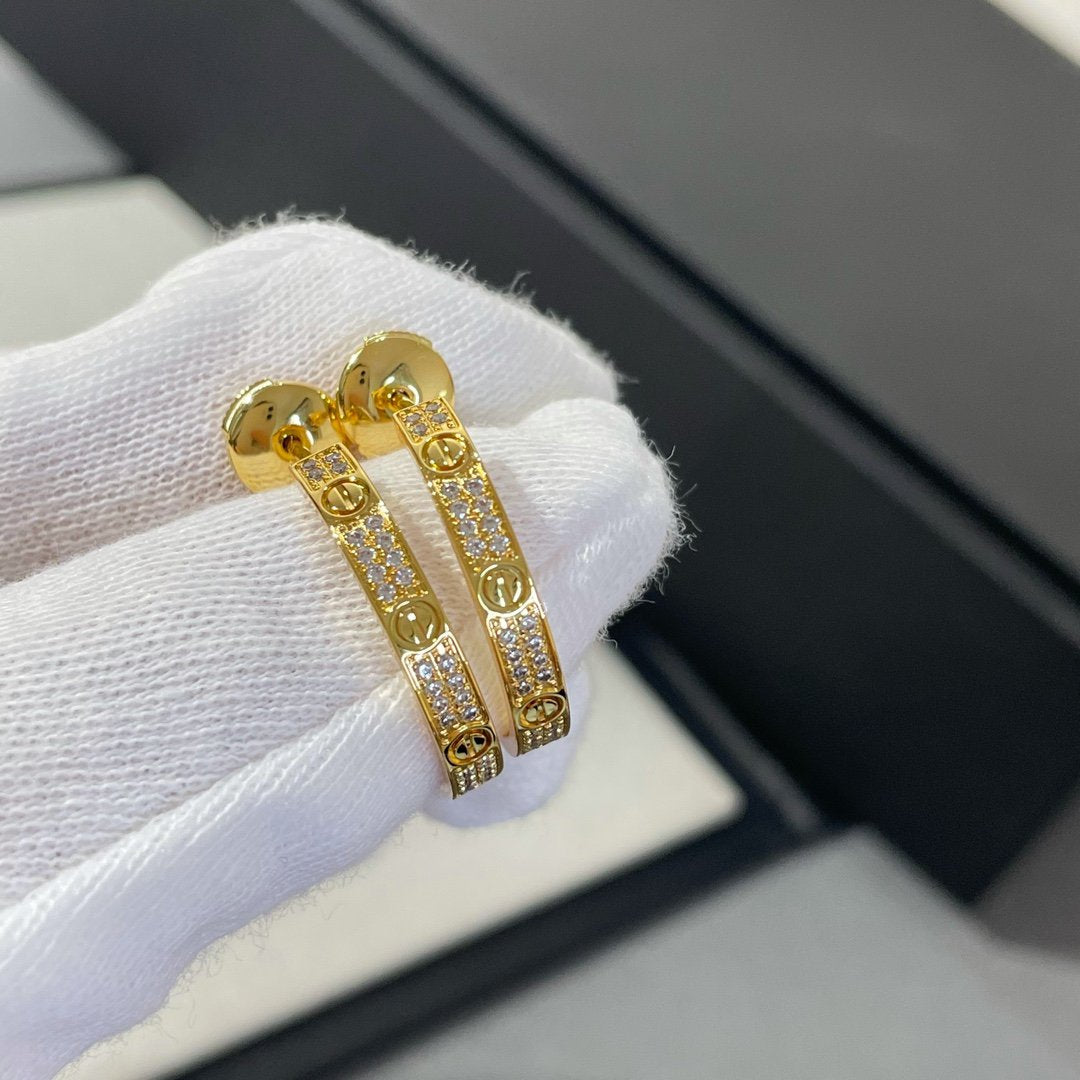 [Regal Jewels]LOVE DIAMOND GOLD HOOP EARRINGS