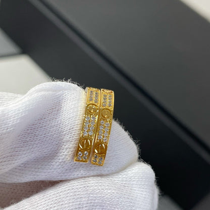 [Regal Jewels]LOVE DIAMOND GOLD HOOP EARRINGS