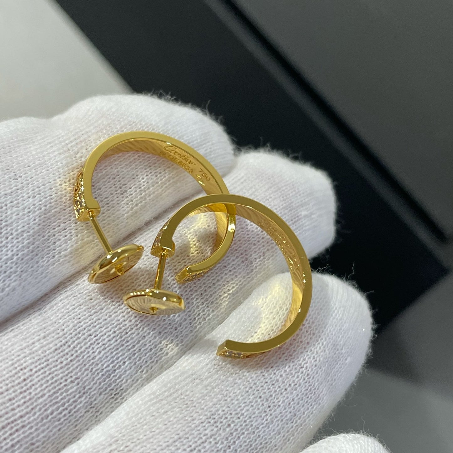[Regal Jewels]LOVE DIAMOND GOLD HOOP EARRINGS