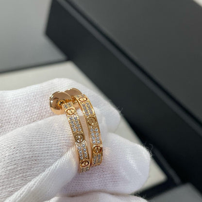 [Regal Jewels]LOVE DIAMOND PINK GOLD HOOP EARRINGS