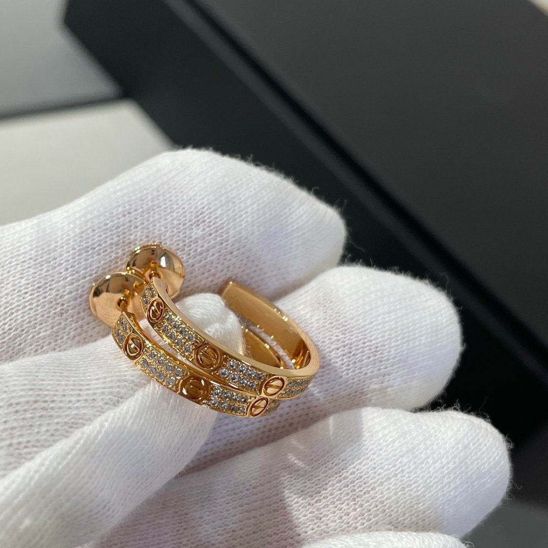 [Regal Jewels]LOVE DIAMOND PINK GOLD HOOP EARRINGS