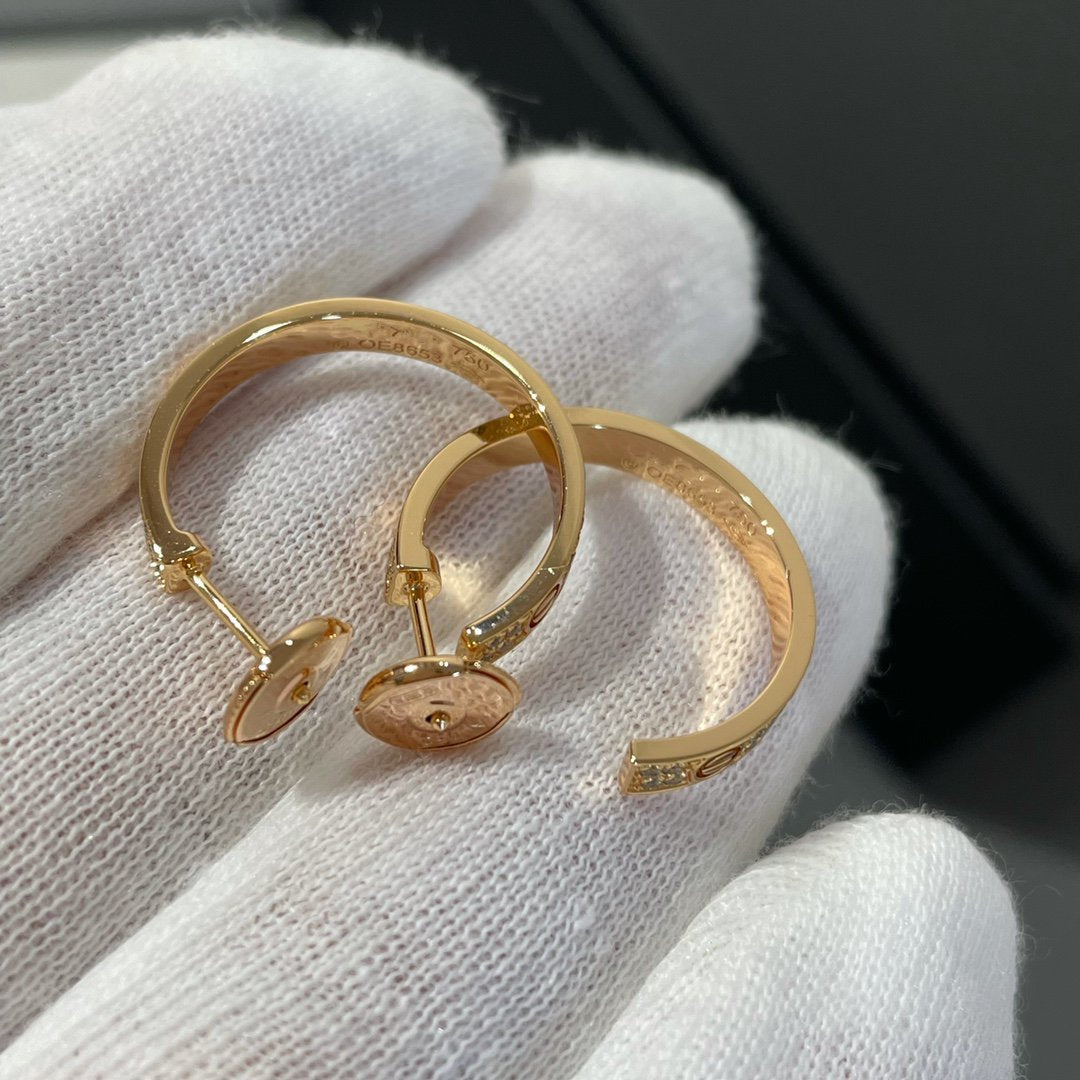 [Regal Jewels]LOVE DIAMOND PINK GOLD HOOP EARRINGS