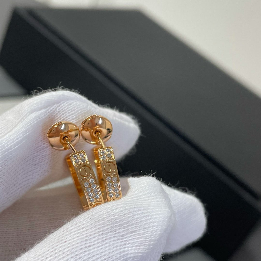[Regal Jewels]LOVE DIAMOND PINK GOLD HOOP EARRINGS