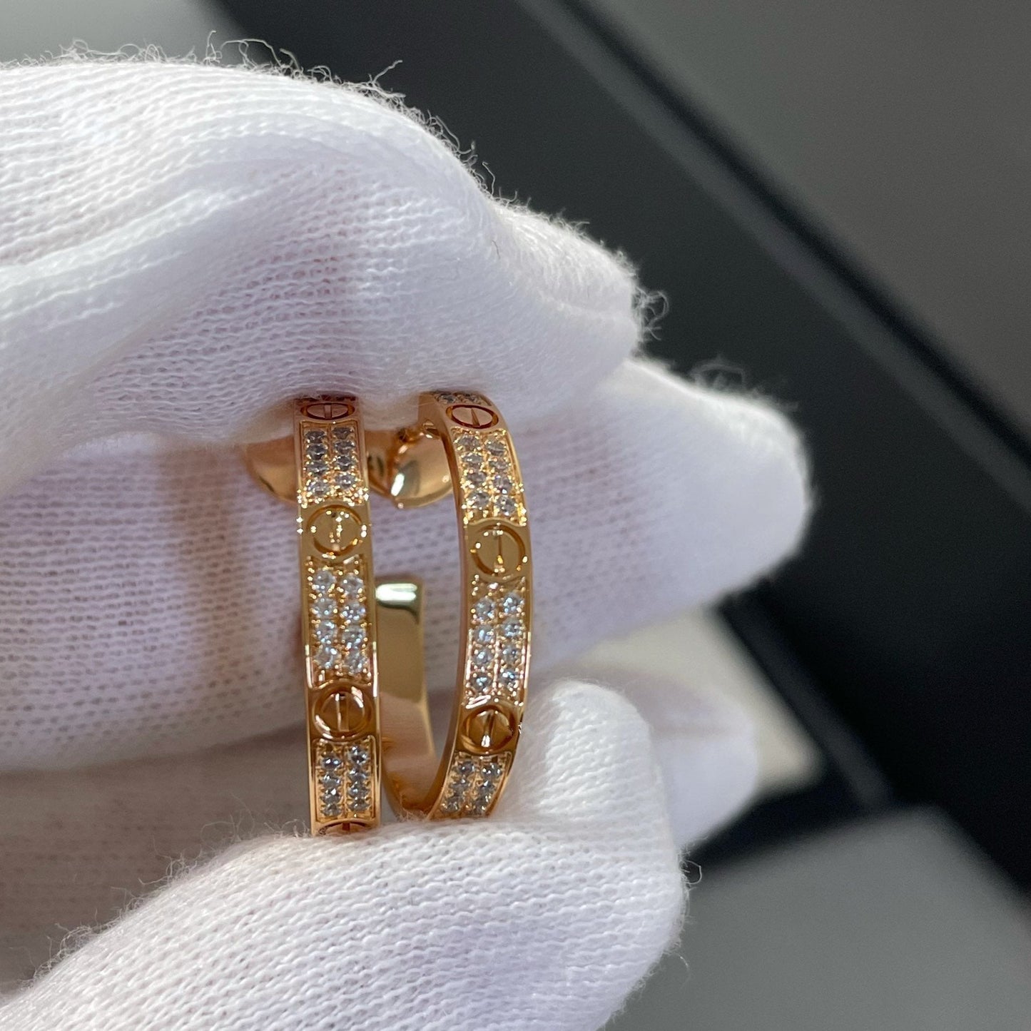 [Regal Jewels]LOVE DIAMOND PINK GOLD HOOP EARRINGS
