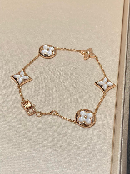 [Regal Jewels]STAR AND SUN 5 MOTIF MOP PINK GOLD BRACELET