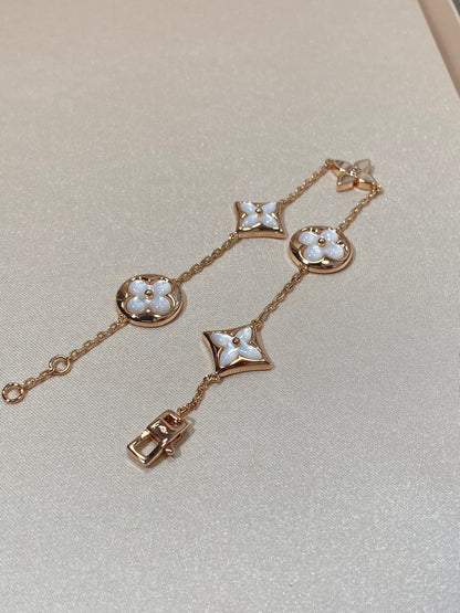 [Regal Jewels]STAR AND SUN 5 MOTIF MOP PINK GOLD BRACELET