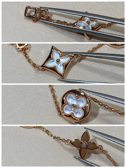 [Regal Jewels]STAR AND SUN 5 MOTIF MOP PINK GOLD BRACELET