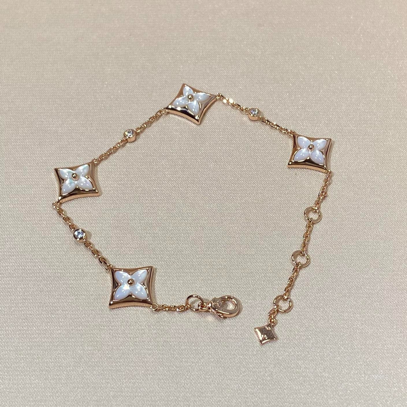 [Regal Jewels]STAR 4 MOTIF MOP DIAMOND PINK GOLD BRACELET