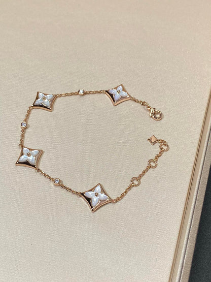 [Regal Jewels]STAR 4 MOTIF MOP DIAMOND PINK GOLD BRACELET