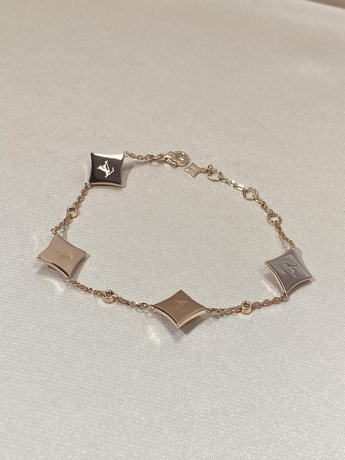 [Regal Jewels]STAR 4 MOTIF MOP DIAMOND PINK GOLD BRACELET