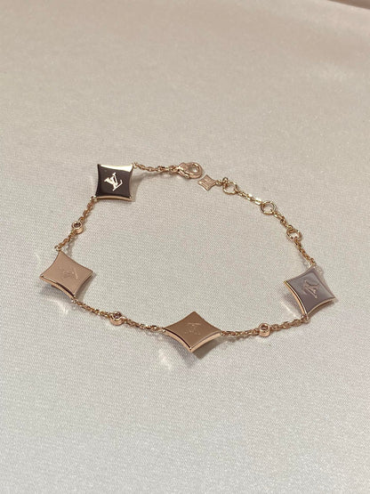 [Regal Jewels]STAR 4 MOTIF MOP DIAMOND PINK GOLD BRACELET