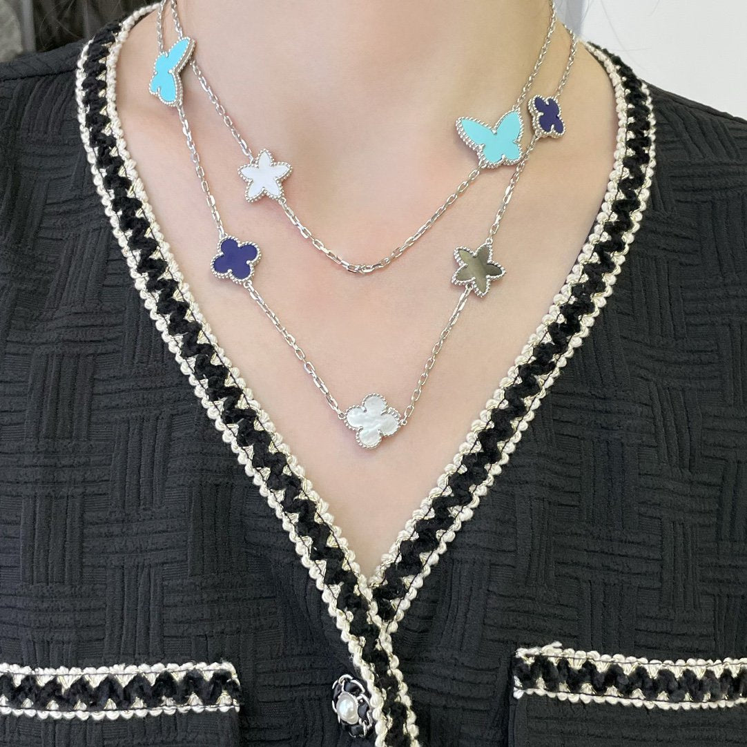 [Regal Jewels]LUCKY CLOVER SILVER 11 MOTIF NECKLACE