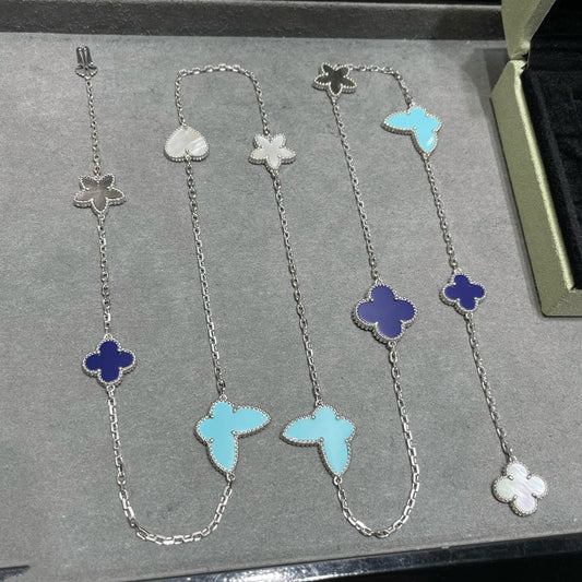 [Regal Jewels]LUCKY CLOVER SILVER 11 MOTIF NECKLACE