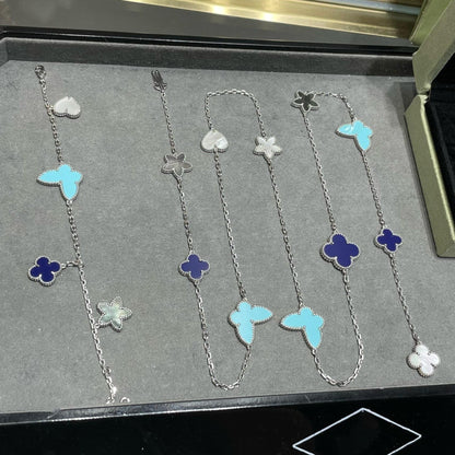 [Regal Jewels]LUCKY CLOVER SILVER 11 MOTIF NECKLACE
