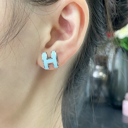 [Regal Jewels]POP H SKY BLUE STUD EARRINGS