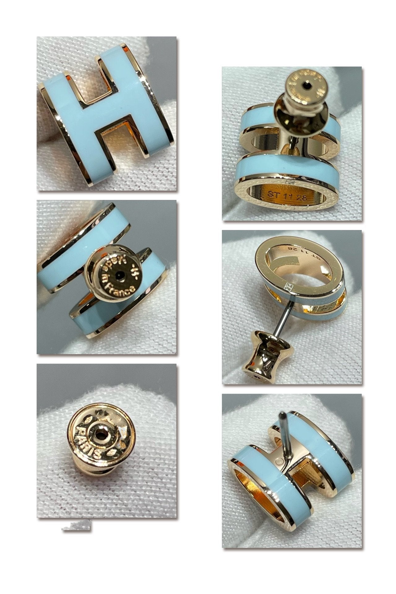 [Regal Jewels]POP H SKY BLUE STUD EARRINGS
