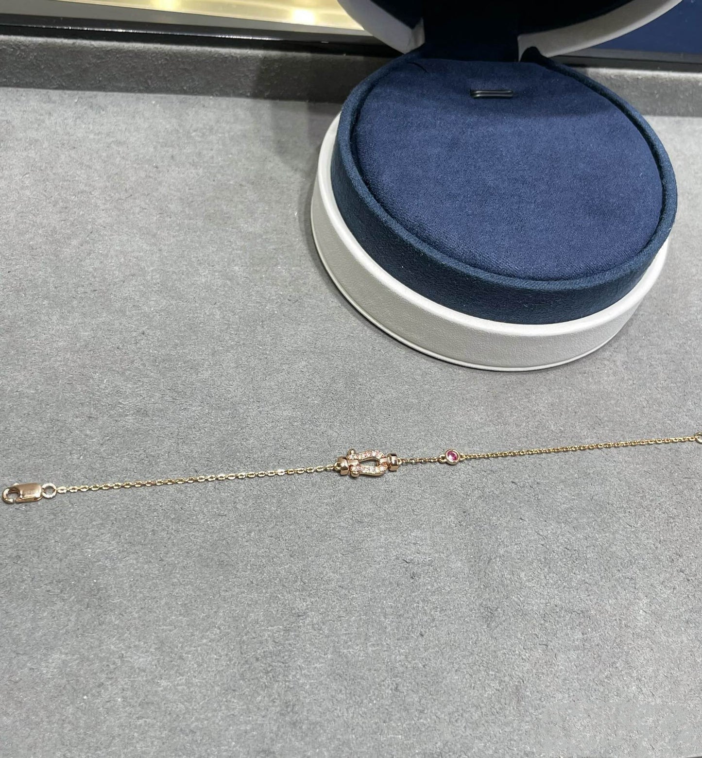 [Regal Jewels]FORCE 10 DIAMOND CHAIN LINK PINK GOLD BRACELET