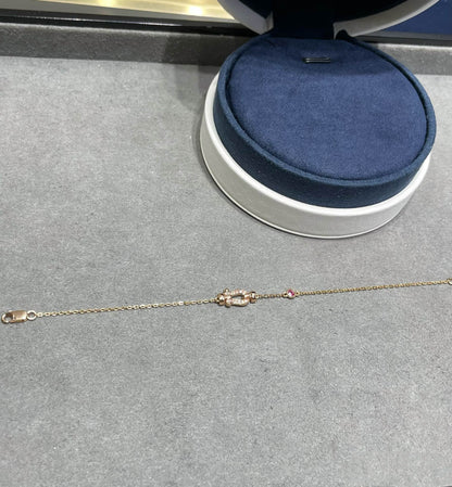 [Regal Jewels]FORCE 10 DIAMOND CHAIN LINK PINK GOLD BRACELET