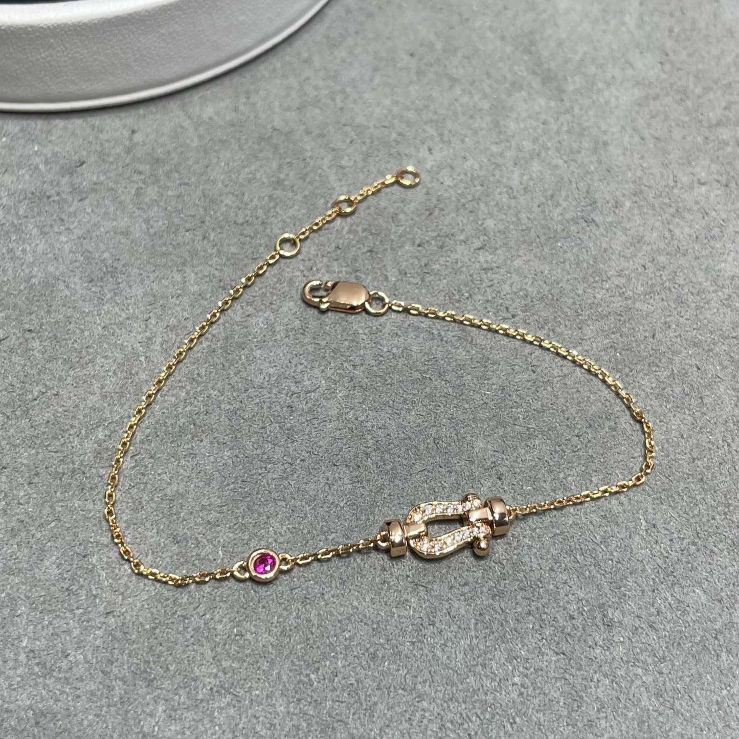 [Regal Jewels]FORCE 10 DIAMOND CHAIN LINK PINK GOLD BRACELET