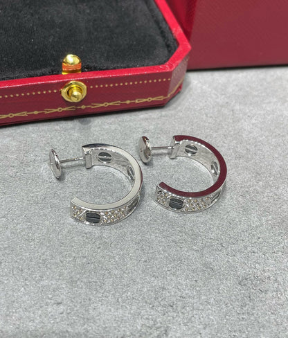[Regal Jewels]LOVE CERAMIC DIAMOND PAVED SILVER EARRINGS