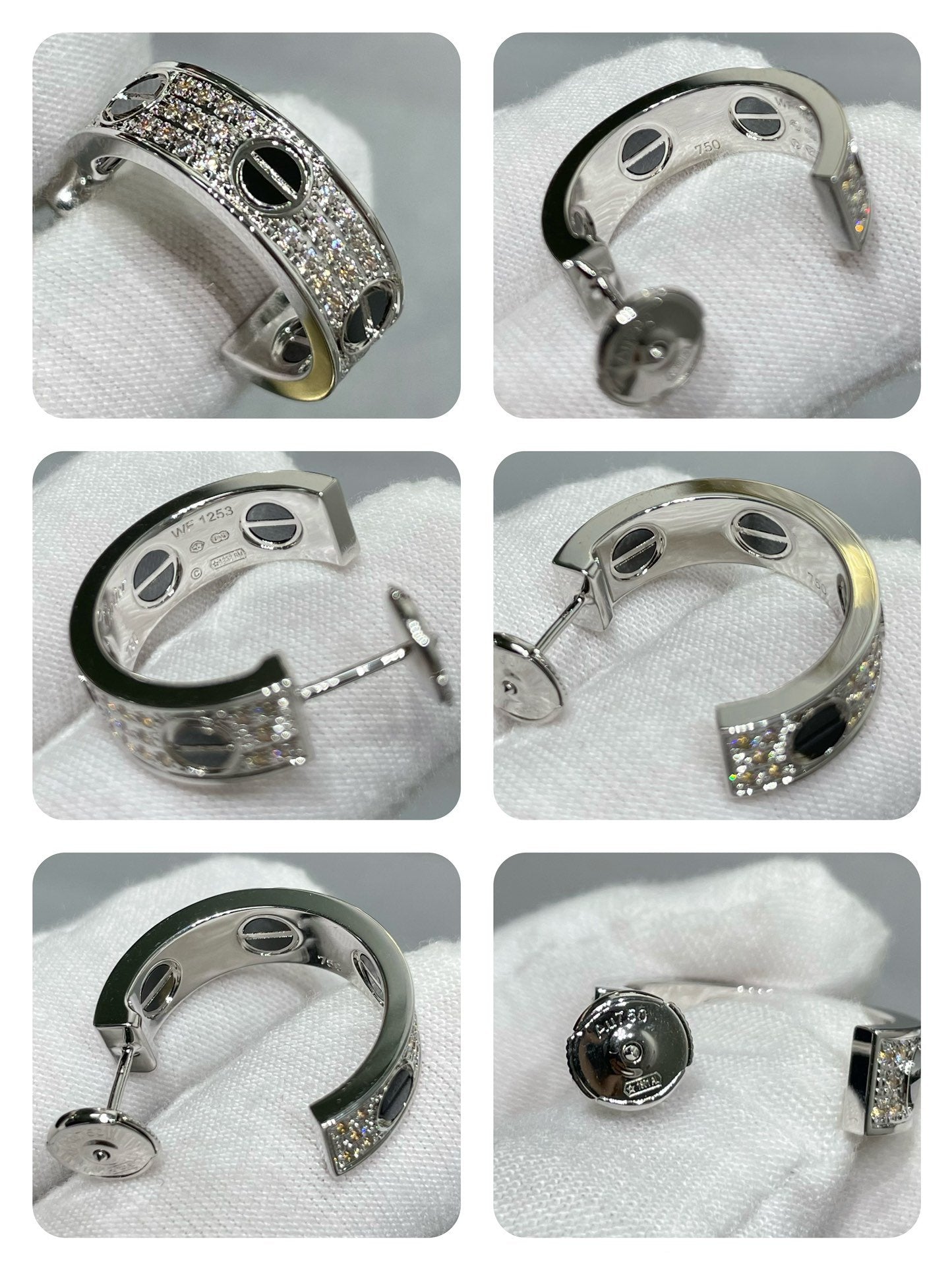 [Regal Jewels]LOVE CERAMIC DIAMOND PAVED SILVER EARRINGS