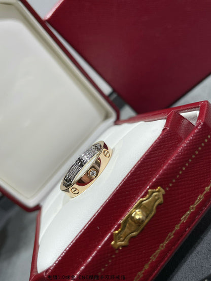 [Regal Jewels]LOVE PINK GOLD SILVER DIAMOND DOUBLE RING