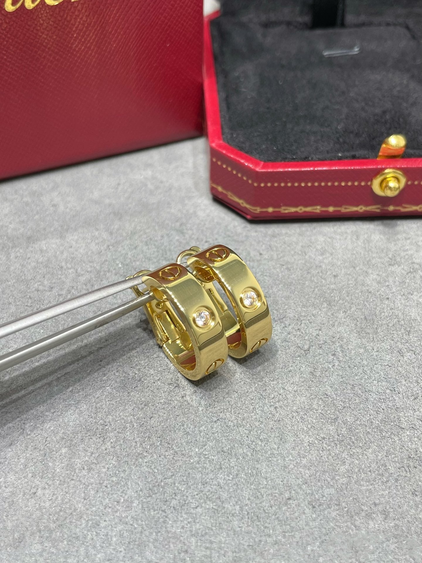 [Regal Jewels]LOVE 5.5MM 1 DIAMOND EARRINGS