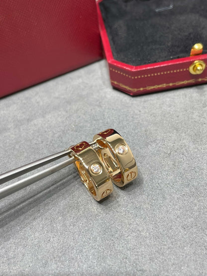 [Regal Jewels]LOVE 5.5MM 1 DIAMOND EARRINGS