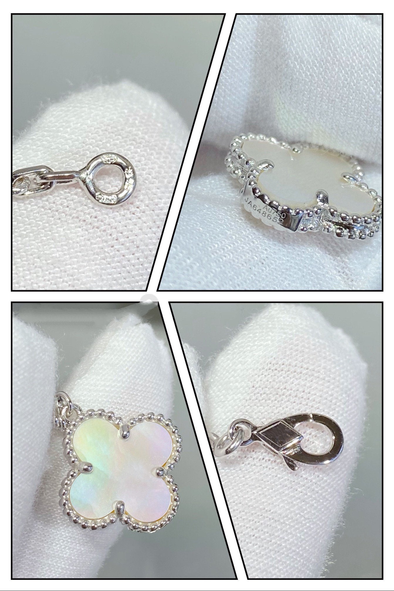 [Regal Jewels]CLOVER 5 MOTIF WHITE MOP SILVER BRACELET