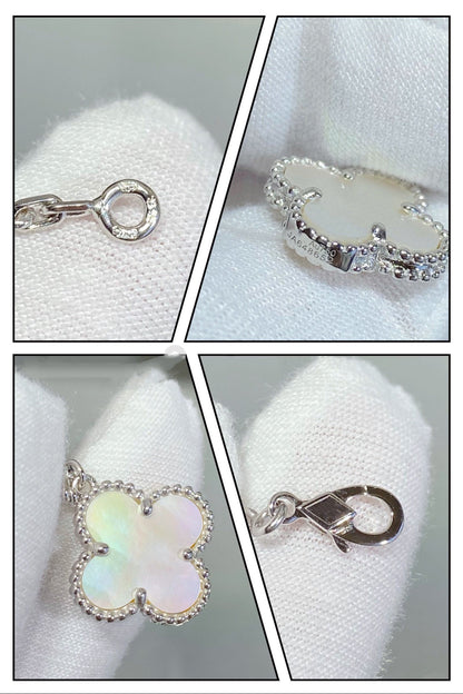 [Regal Jewels]CLOVER 5 MOTIF WHITE MOP SILVER BRACELET