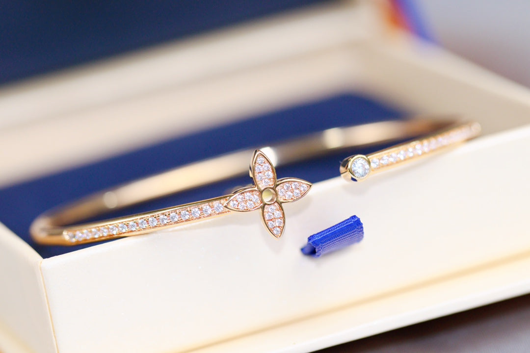 [Regal Jewels]IDYLLE PINK GOLD OPEN BRACELET DIAMOND PAVED