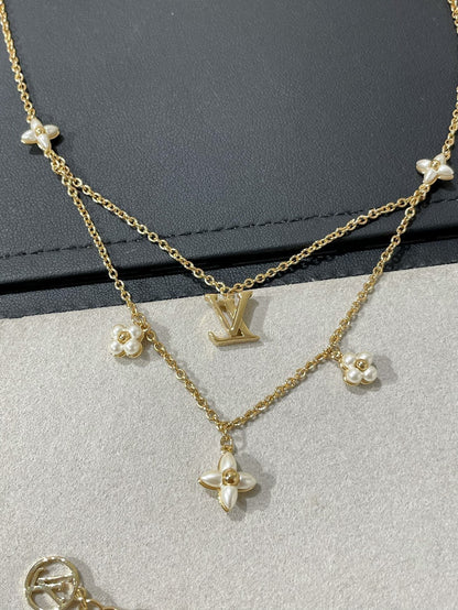 [Regal Jewels]FLOWERGRAM GOLD MOP DOUBLE ROW NECKLACE