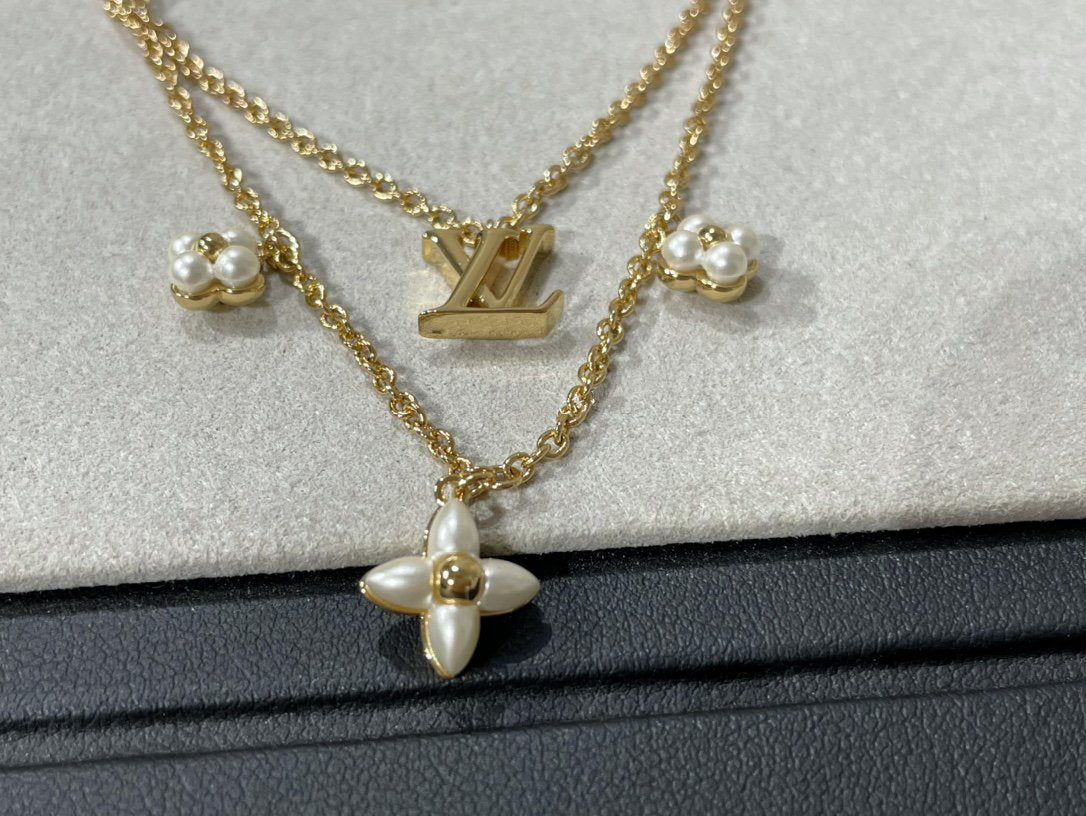 [Regal Jewels]FLOWERGRAM GOLD MOP DOUBLE ROW NECKLACE
