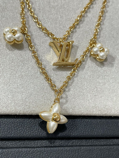 [Regal Jewels]FLOWERGRAM GOLD MOP DOUBLE ROW NECKLACE