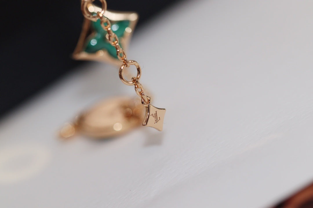 [Regal Jewels]STAR AND SUN 4 MOTIF PINK GOLD MALACHITE BRACELET