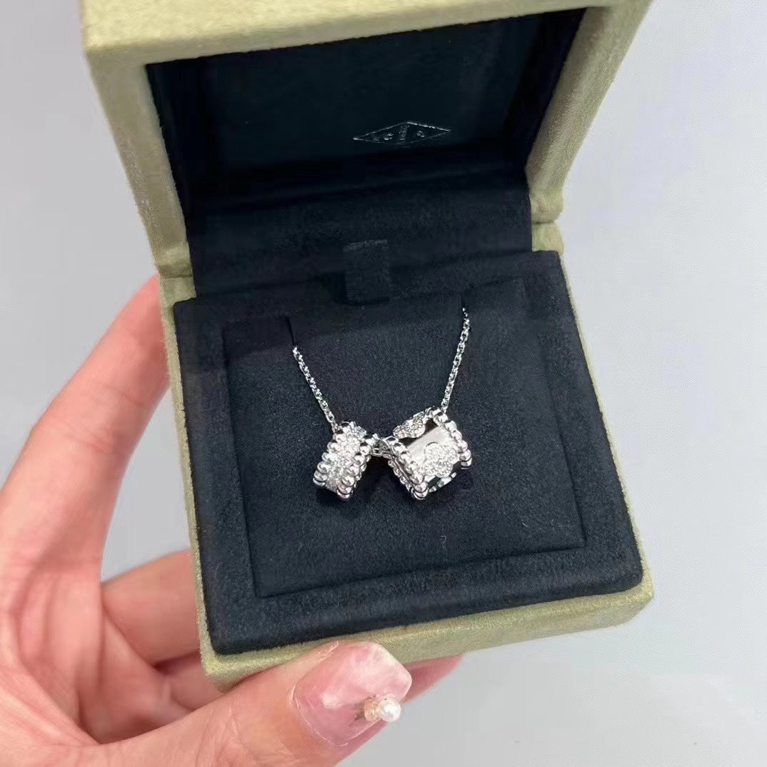 [Regal Jewels]PERLEE DOUBLE PENDANT SILVER DIAMOND NECKLACE