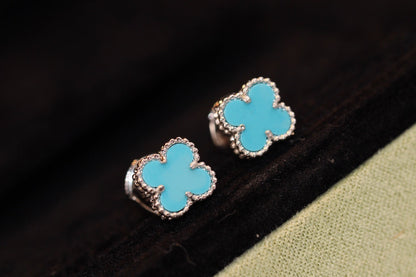 [Regal Jewels]CLOVER MINI TURQUOISE SILVER STUD EARRINGS
