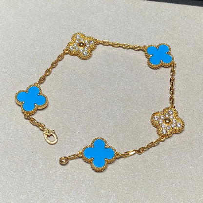 [Regal Jewels]CLOVER 5 MOTIF BLUE AGATE BRACELET COLLECTION