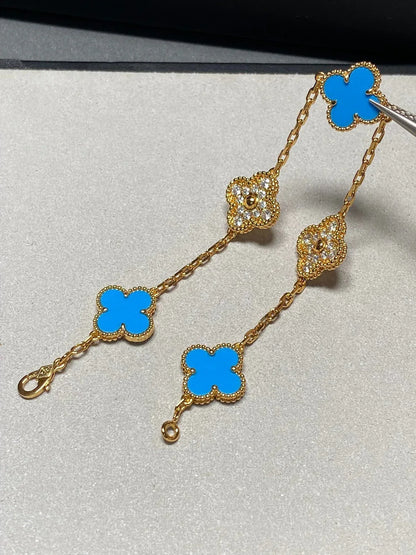 [Regal Jewels]CLOVER 5 MOTIF BLUE AGATE BRACELET COLLECTION