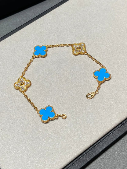 [Regal Jewels]CLOVER 5 MOTIF BLUE AGATE BRACELET COLLECTION
