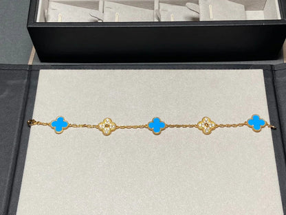 [Regal Jewels]CLOVER 5 MOTIF BLUE AGATE BRACELET COLLECTION