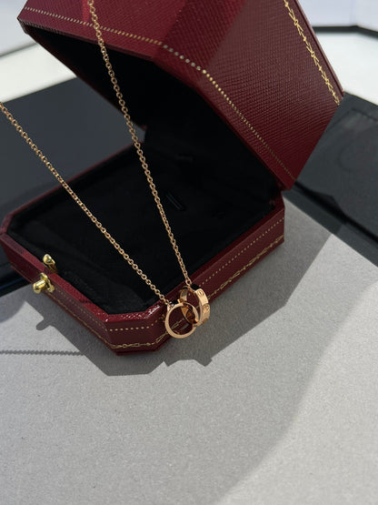 [Regal Jewels]LOVE NECKLACE DOUBLE RING PINK GOLD
