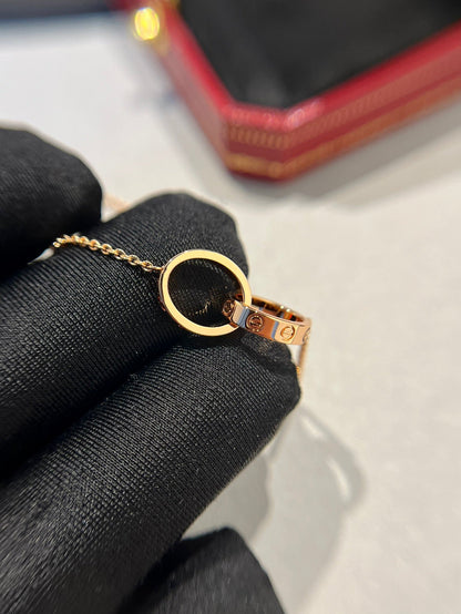 [Regal Jewels]LOVE NECKLACE DOUBLE RING PINK GOLD